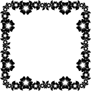 Floral Black Frame Design PNG