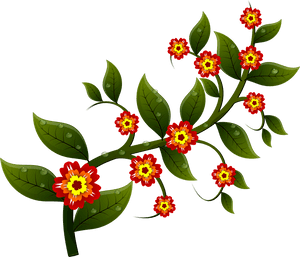 Flowers On A Branch - Flowers With Branch Clipart, HD Png Download PNG with transparent background