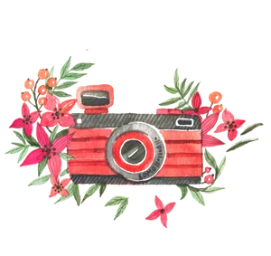 Floral_ Camera_ Watercolor_ Artwork.png PNG Image