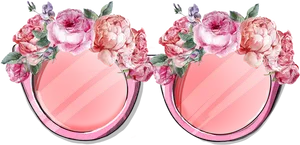 Floral_ Circle_ Frames_ Pink_ Background.png PNG Image