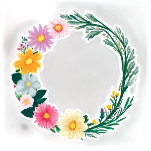 Floral Circle Sticker Png 72 PNG Image