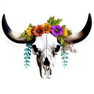 Floral Cow Skull Decoration Png Biu PNG Image