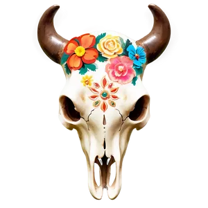 Floral Cow Skull Decoration Png Olt PNG Image