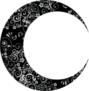 Floral Crescent Moon Design PNG Image