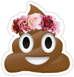 Floral Crowned Poop Emoji PNG Image