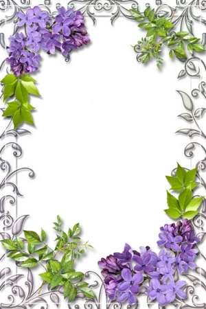 Floral Decorated Black Frame PNG Image