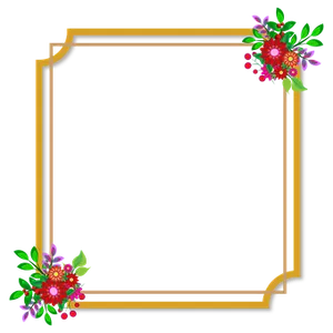 Floral Decorated Golden Frame PNG Image