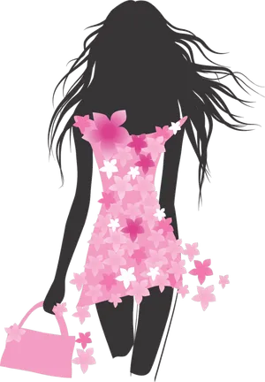 Floral Dress Silhouette_ Fashion Model.png PNG Image