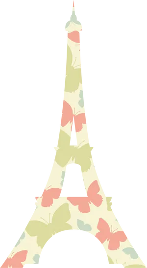 Floral Eiffel Tower Illustration PNG Image