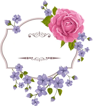 Floral Embellished Frame Design PNG Image