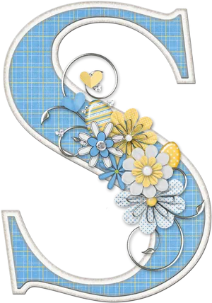 Floral Embellished Letter S PNG Image