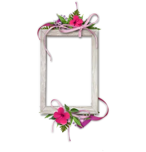 Floral Embellished Photo Frame PNG Image