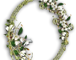 Floral Frame Black Background PNG Image