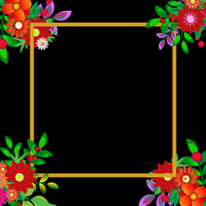 Floral_ Frame_ Black_ Background PNG image with transparent background