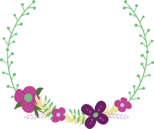 Floral Frame Black Background PNG Image