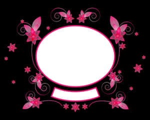 Floral Frame Black Background PNG image with transparent background