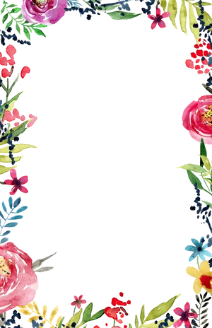 Floral Frame Black Background PNG Image