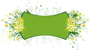 Floral Frame Green Banner Design PNG Image