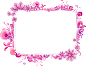 Floral Frame Pinkand Black Design PNG Image