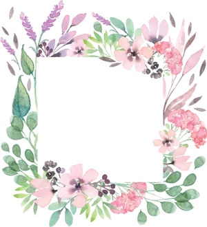 Floral Frame Watercolor Design PNG Image