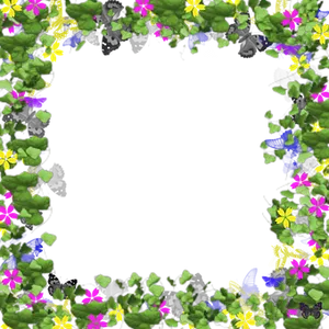 Floral_ Frame_with_ Butterflies PNG Image