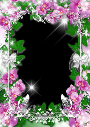 Floral_ Frame_with_ Sparkles_and_ Butterflies PNG image with transparent background
