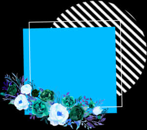 Floral Framewith Striped Circle Background PNG image with transparent background
