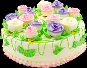 Floral Frosting Celebration Cake PNG image with transparent background