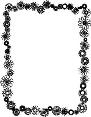 Floral Geometric Black Border Design PNG