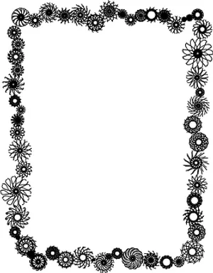 Floral Geometric Black Border Design PNG Image