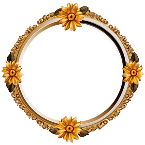 Floral Gold Circle Frame PNG kjj28 PNG