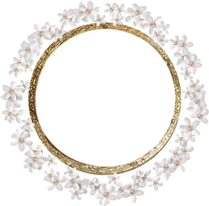 Floral Golden Frameon Black Background PNG Image