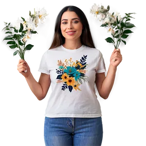 Floral Graphic Tees Design Png Res PNG Image