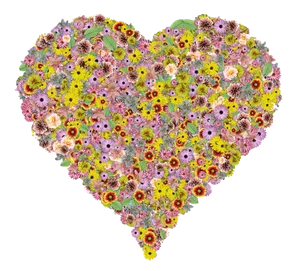 Floral Heart Composition PNG Image