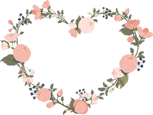 Floral Heart Design Black Background PNG Image