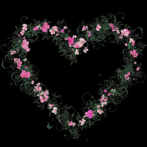 Floral Heart Design Black Background PNG image with transparent background