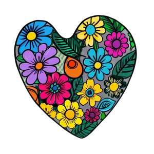 Floral Heart Doodle Png Jwf74 PNG Image