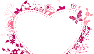 Floral Heart Frame Design PNG Image