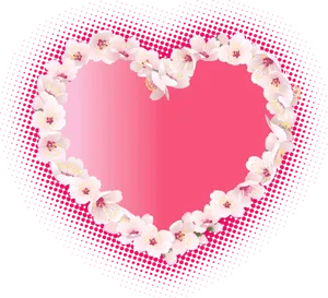 Floral Heart Frameon Pink Background PNG Image