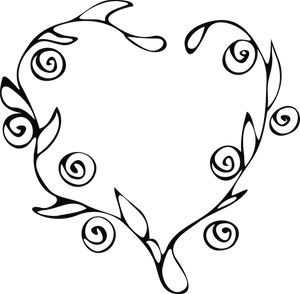 Floral Heart Outline Vector PNG Image