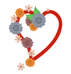 Floral Heart Valentines Design PNG Image