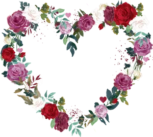 Floral Heart Wreath Design PNG Image