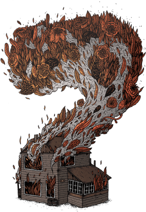 Floral Inferno House Illustration PNG image with transparent background