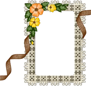 Floral Invitation Frame PNG Image