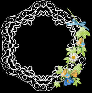 Floral Lace Frame Design PNG image with transparent background