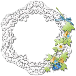 Floral Lace Frame Design PNG Image