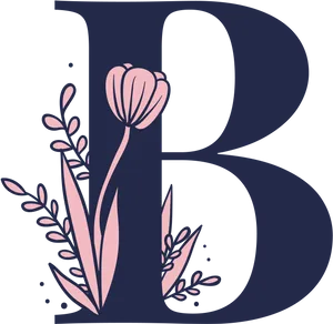 Floral Letter B Illustration PNG Image