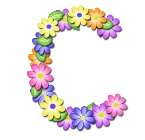 Floral Letter C Design PNG Image