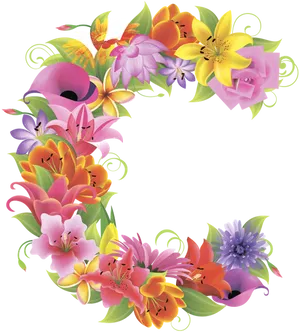 Floral Letter C Design.png PNG Image