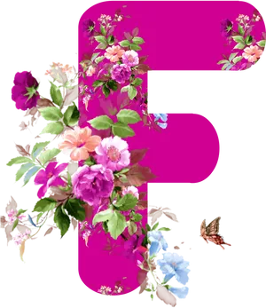 Floral Letter F Design PNG Image